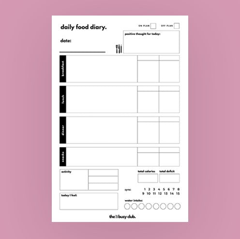 Weight watchers Daily and Weekly Food Planner.