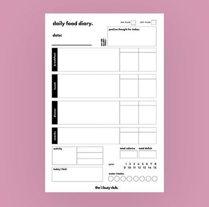 Weight watchers Daily and Weekly Food Planner.